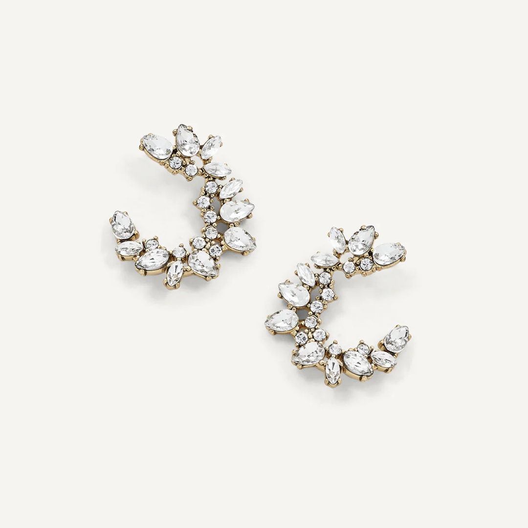 Lupe Crescent Crystal Hoop Earrings
