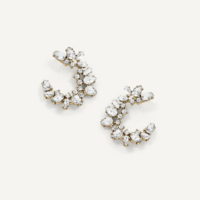 Lupe Crescent Crystal Hoop Earrings
