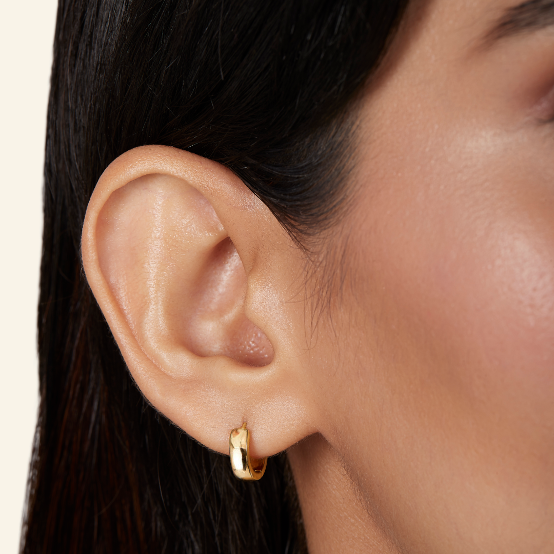 14K Solid Gold Baby Pave Huggie Hoop Earring 6mm – J&CO Jewellery