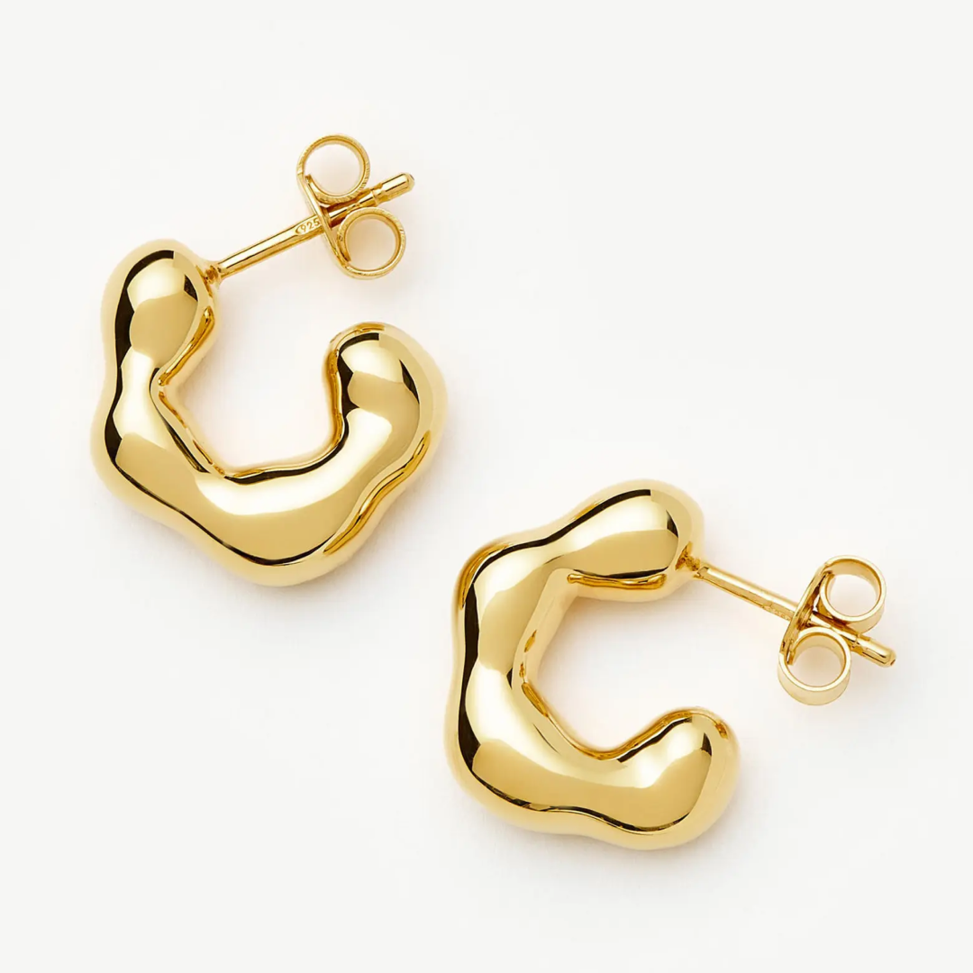 14k Gold Plated Puffy Hoop Earrings