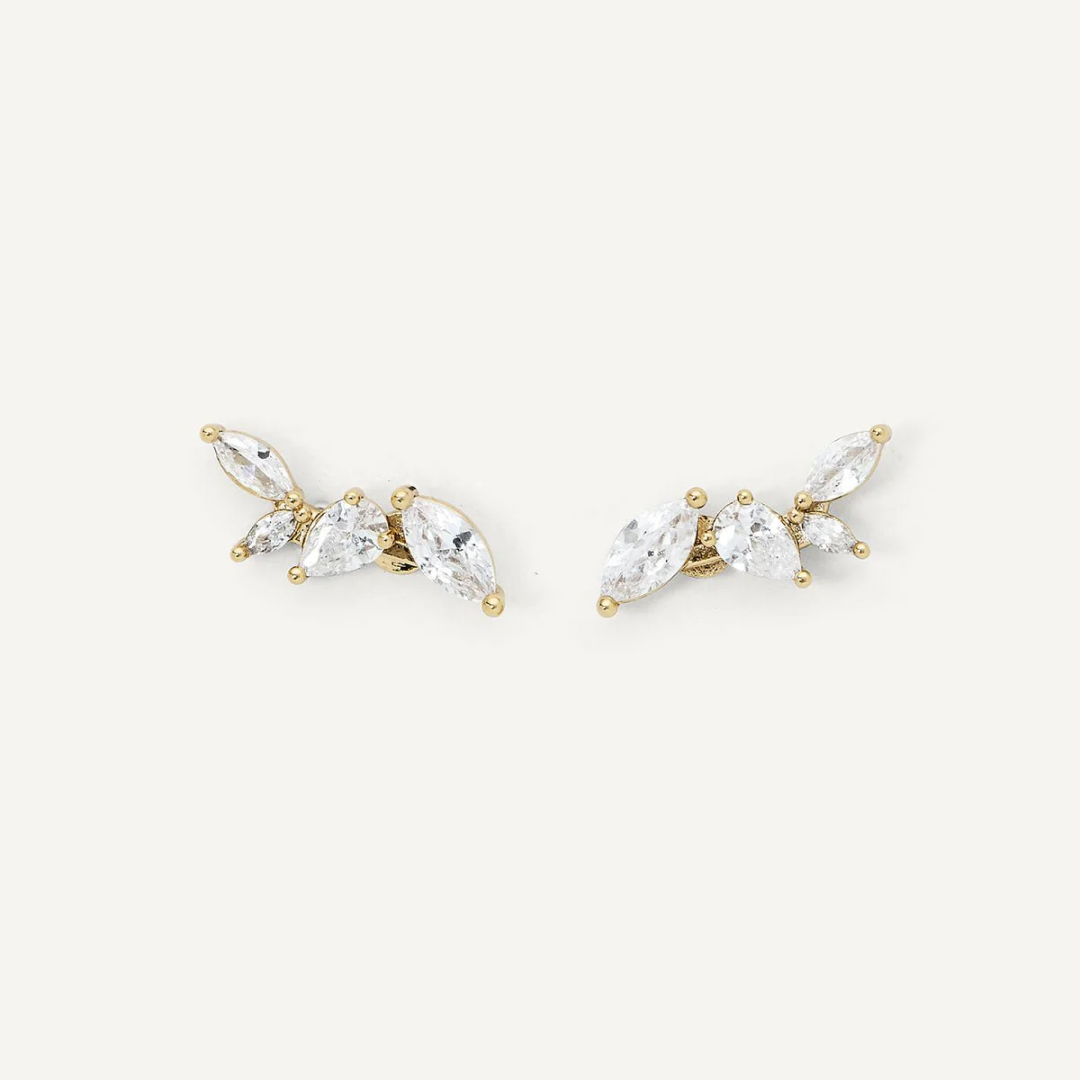 14K Gold Plated Sydney CZ Climber Studs
