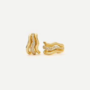 18K Gold Molten Snow Triple Hoop Earrings