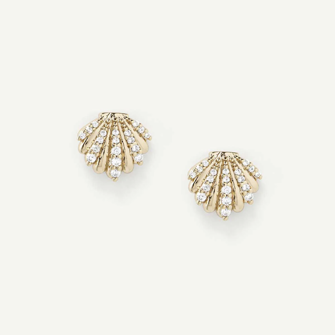 14K Gold Plated Coquille Shell Studs