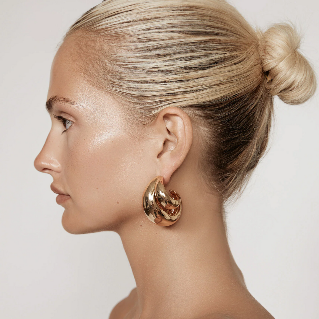 14K Gold Plated Double Hoop Earrings