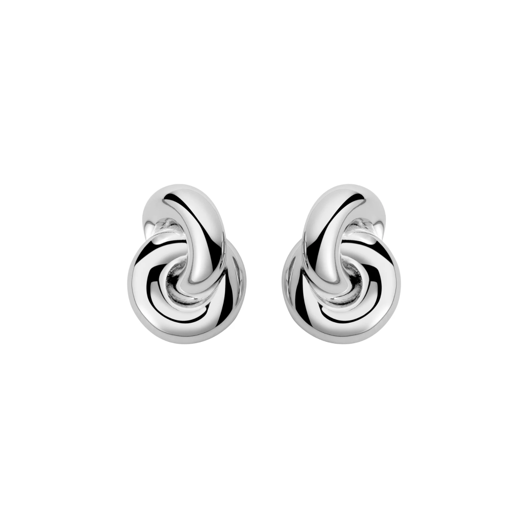 Rhodium Silver Amina Knot Earrings