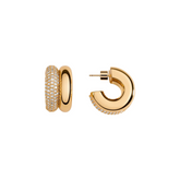 14k Gold Pave Double Hoop Earrings