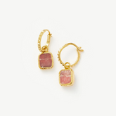 Mini Rhodochrosite Charm Hoop Earrings