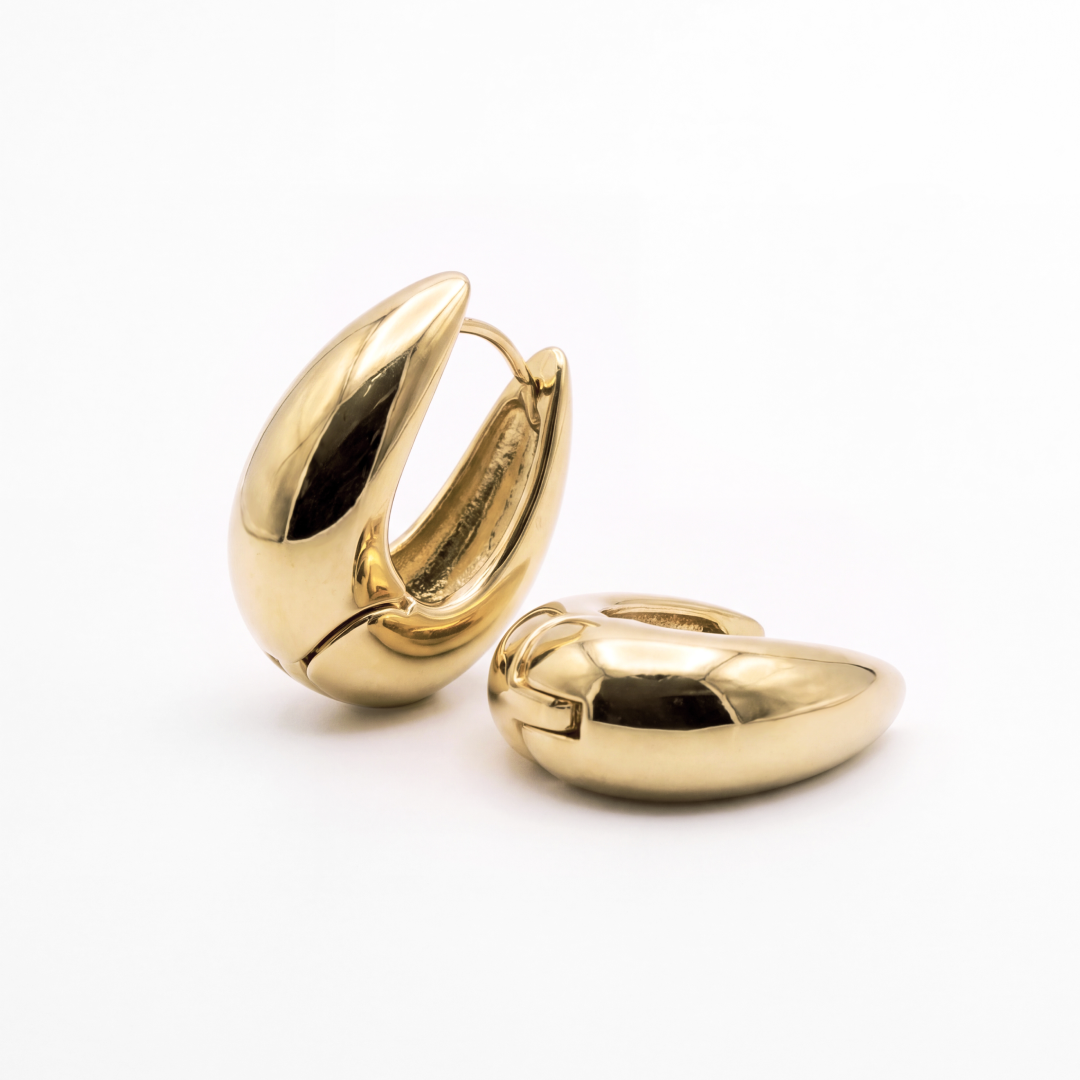 14K Gold Plated Puffy U-Shaped Hoops