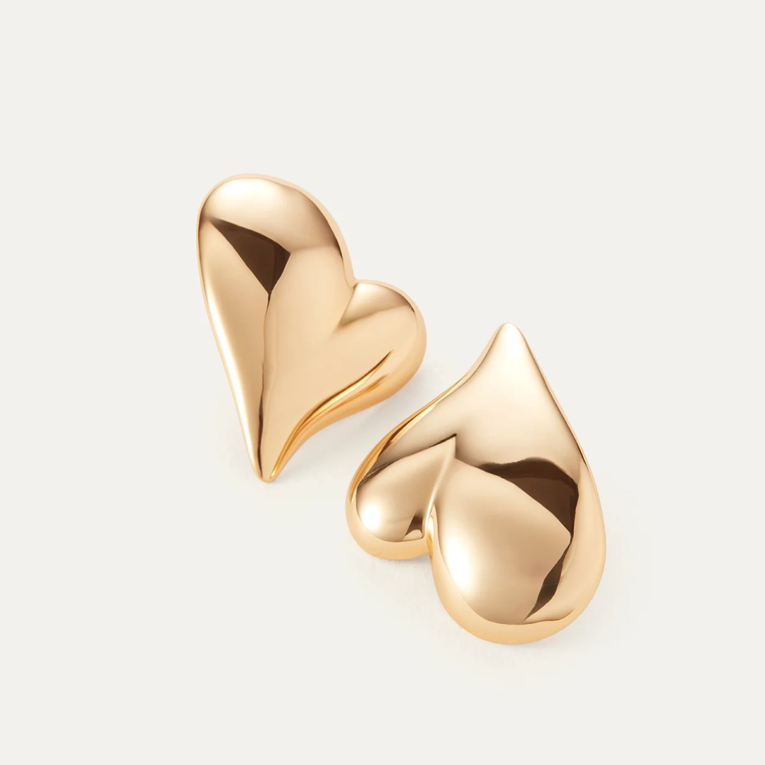 14K Gold Plated Mega Art Heart Earrings
