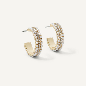 Adelaide Pearl Pave Hoop Earrings