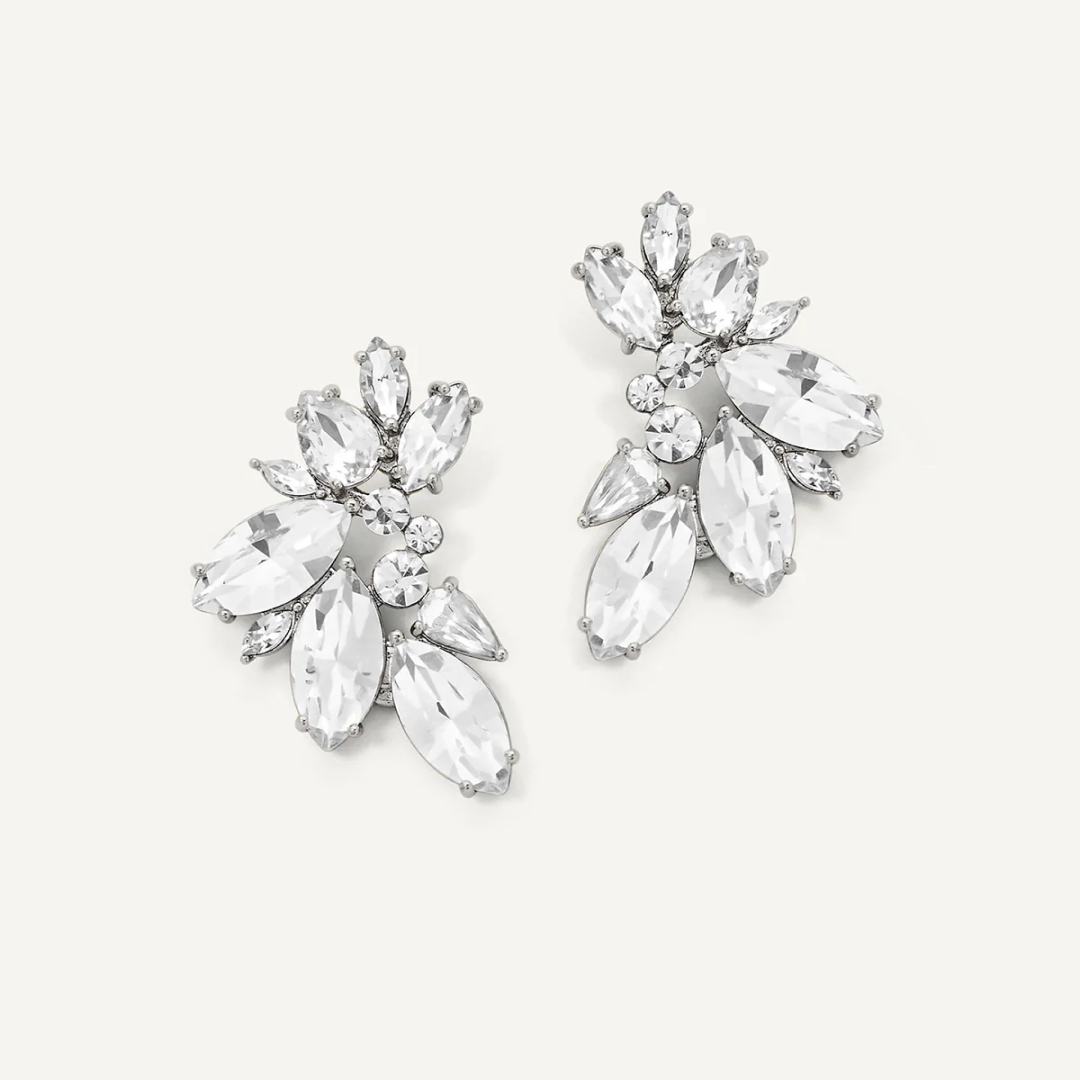 Silver Plated Porter Crystal Cluster Studs