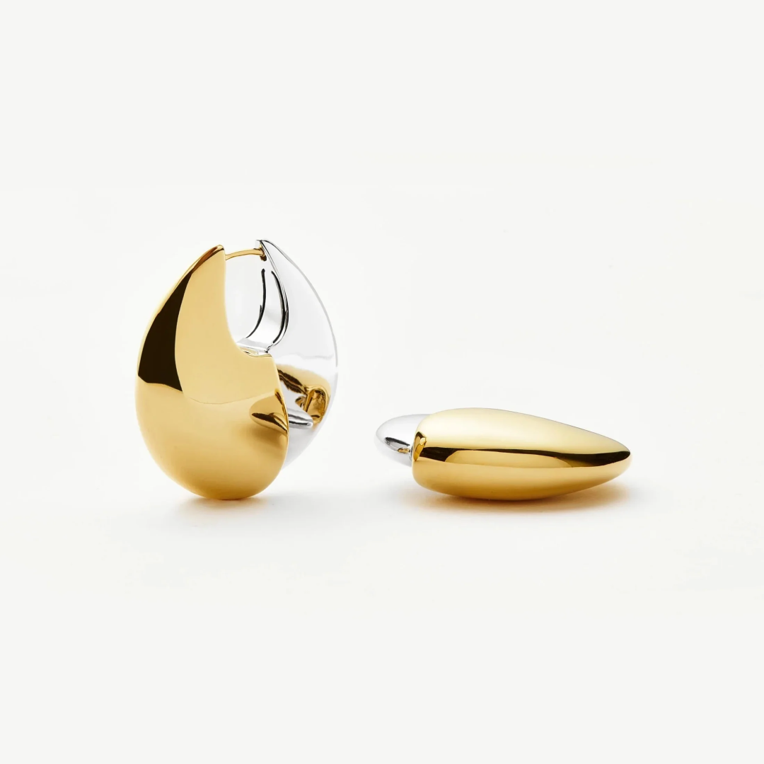 Two Toned Sculptural Pebble Hoops