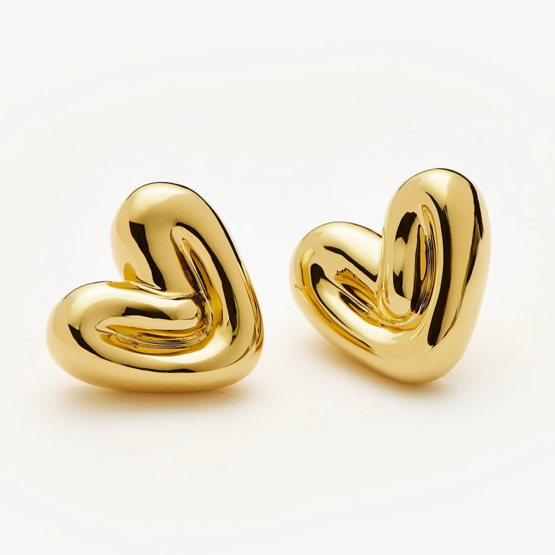 Sculptural Puffy Heart Stud Earrings