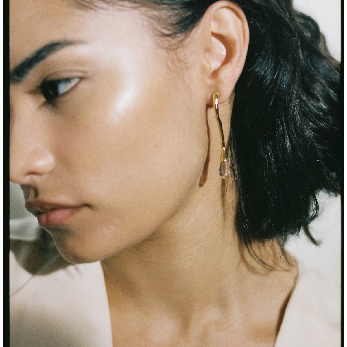 Clear Stone Long Neptune Earrings