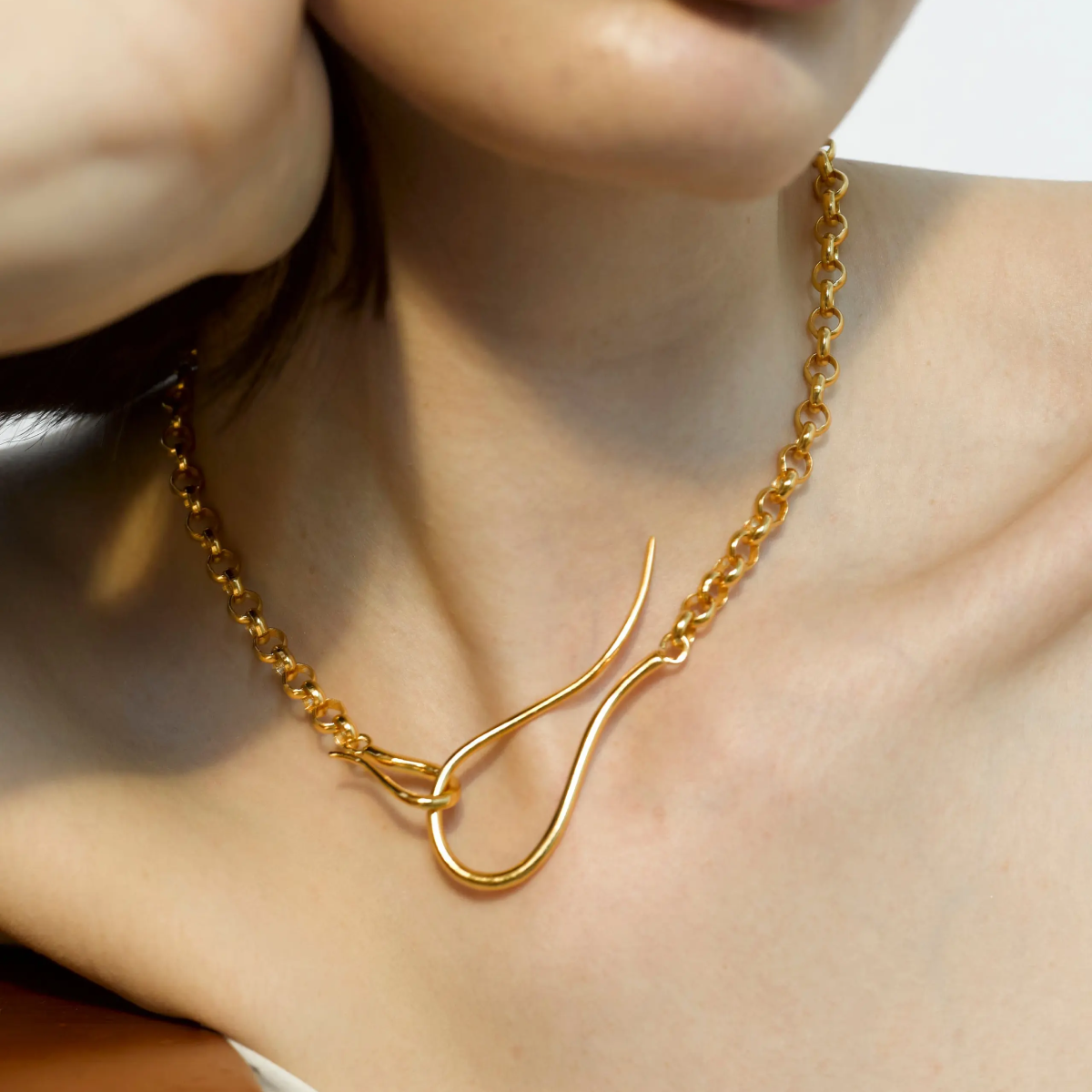 22K Gold Plated Hook Necklace