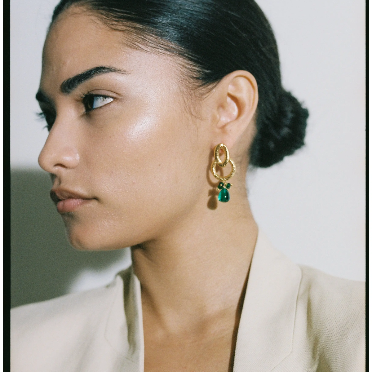 Statement Emerald Dangling Earrings