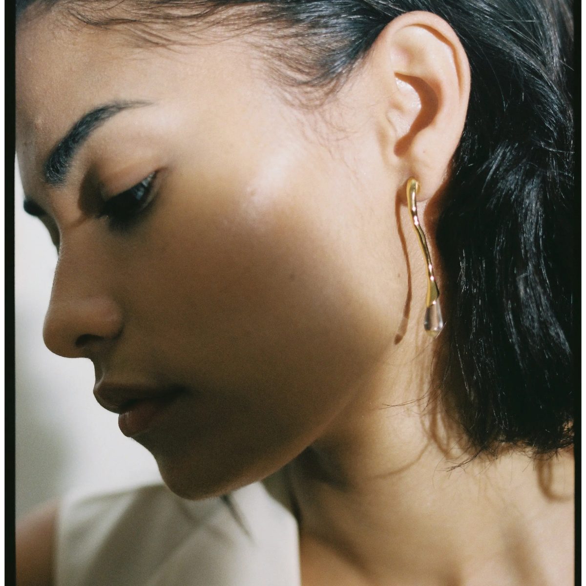 Clear Stone Long Neptune Earrings