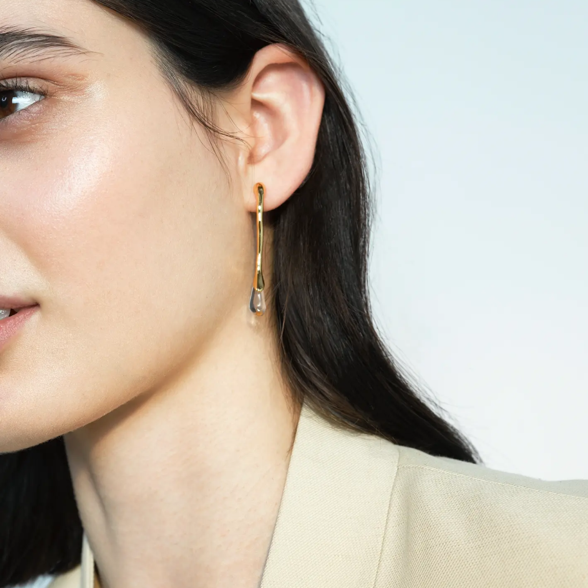 Clear Stone Long Neptune Earrings