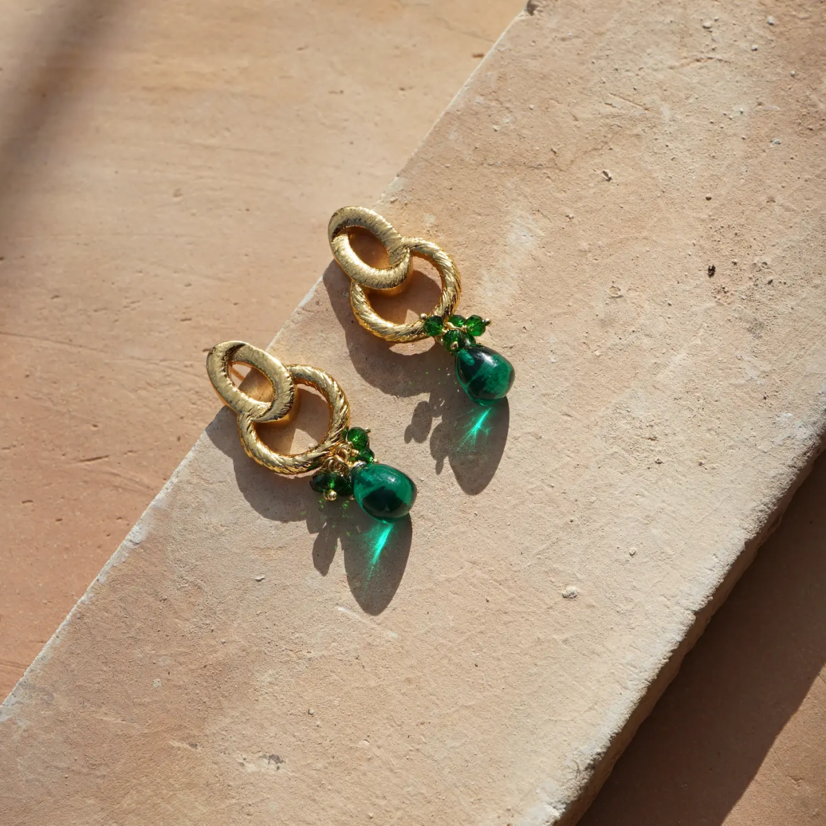 Statement Emerald Dangling Earrings