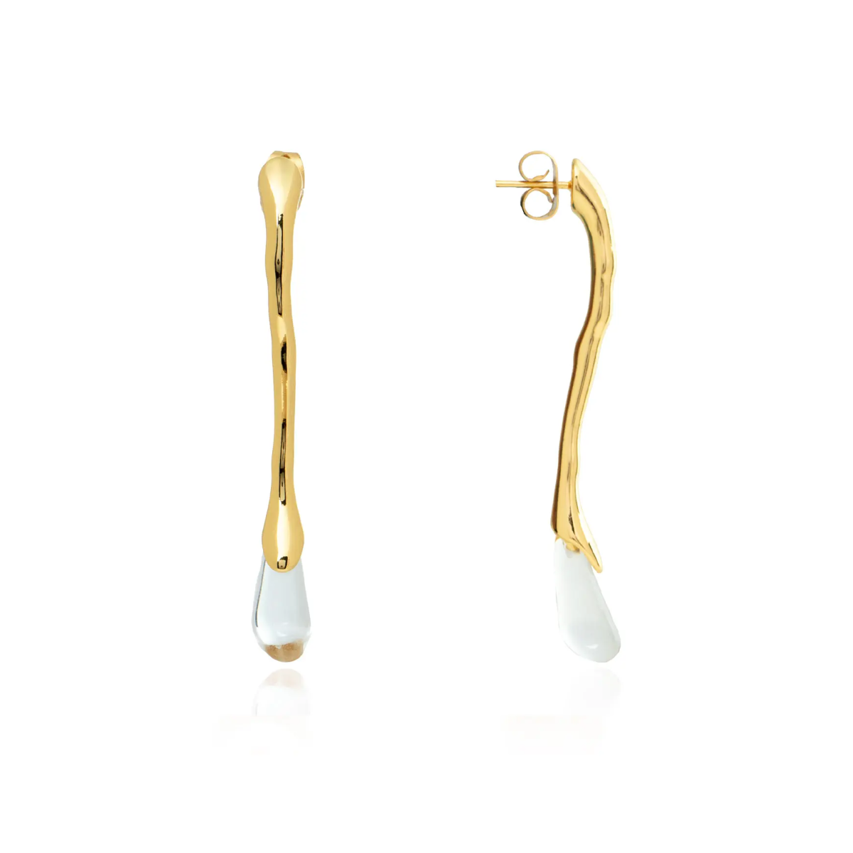 Clear Stone Long Neptune Earrings