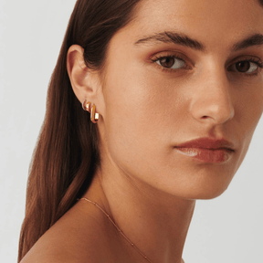 Ridged Oval Zenyu Link Hoop Earrings