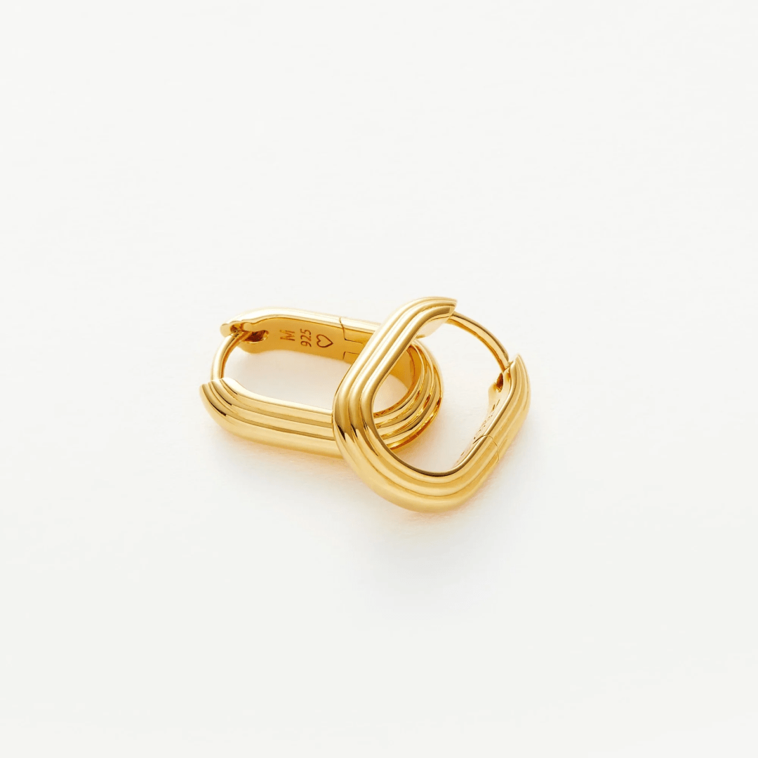 Ridged Oval Zenyu Link Hoop Earrings