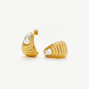 Oversized Two-Tone Ridged Stud Earrings