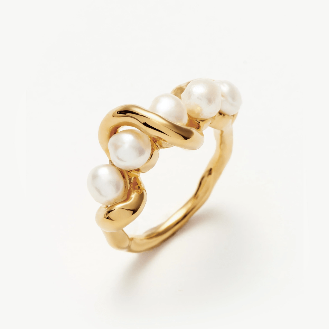 Molten Pearl Twisted Stack Ring