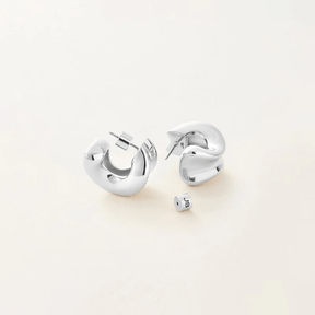 Rhodium Silver Chunky Doune Earrings