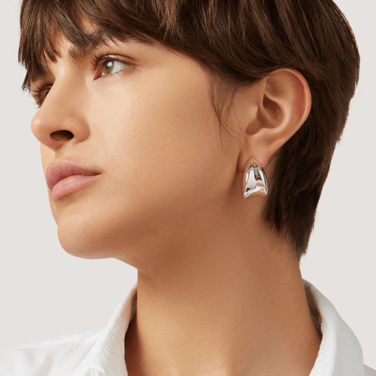 Rhodium Silver Nouveaux Puff Earrings