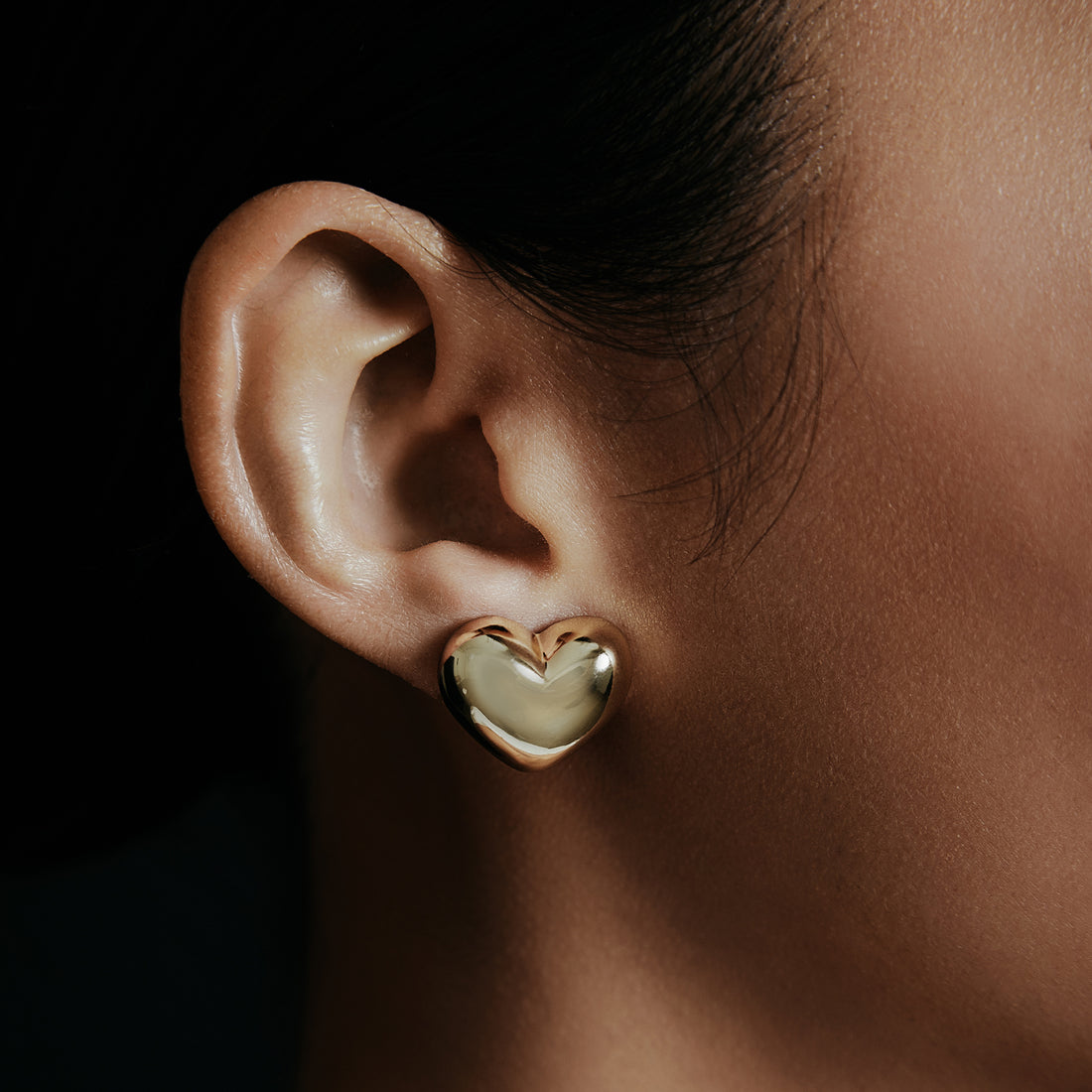 14K Gold Plated Lucy Heart Stud Earrings - Main Image