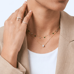 Lab Grown Emerald Drop Charm Choker Necklace