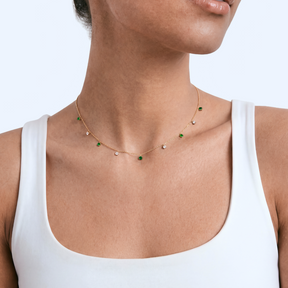 Lab Grown Emerald Drop Charm Choker Necklace