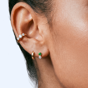 Emerald Lab Grown Diamond Round Stud Earrings