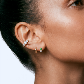 Emerald Lab Grown Diamond Round Stud Earrings