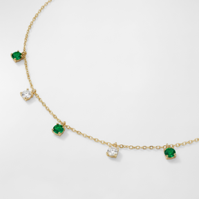 Lab Grown Emerald Drop Charm Choker Necklace