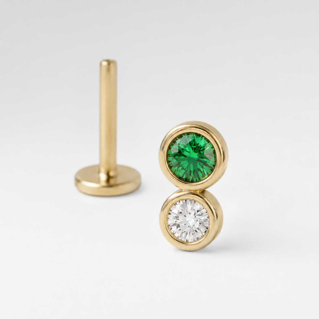 Emerald Lab Grown Diamond Round Stud Earrings