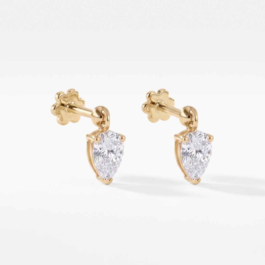 Lab Grown Diamond Pear Droplet Stud Earrings