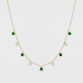 Lab Grown Emerald Drop Charm Choker Necklace