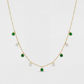 Lab Grown Emerald Drop Charm Choker Necklace
