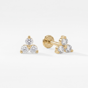 Lab Grown Diamond Triple Cluster Stud Earrings