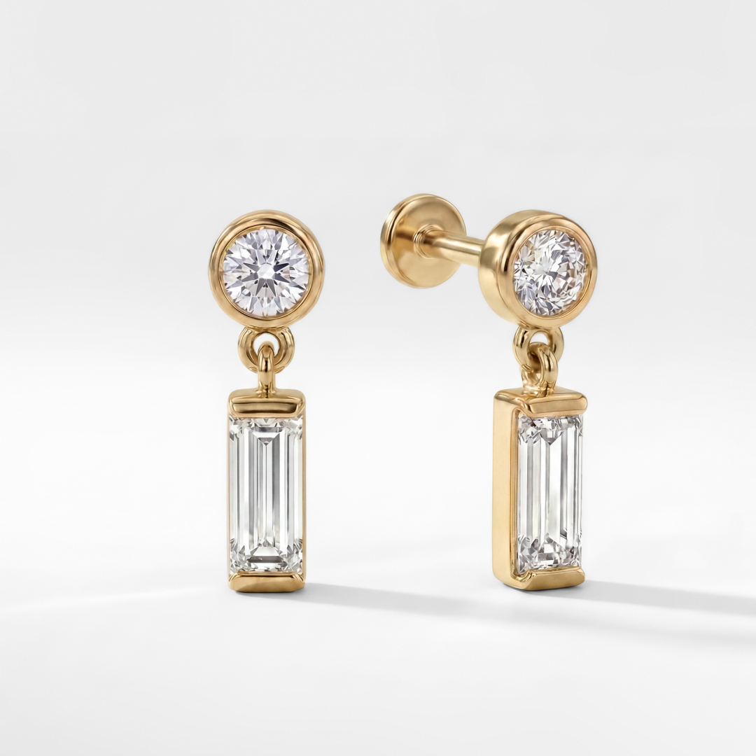 Lab Grown Diamond Dangle Droplet Stud Earrings