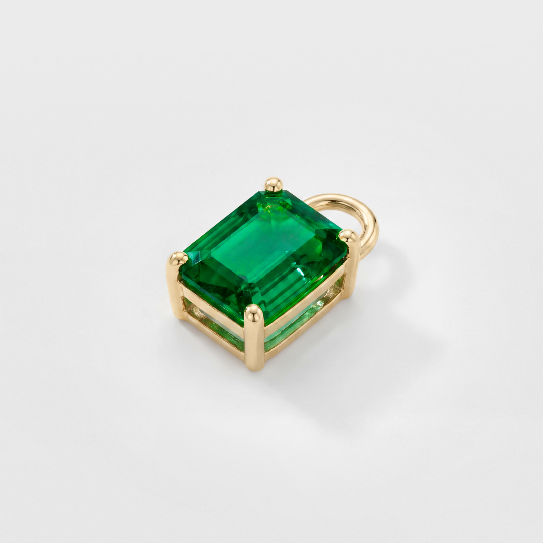 Lab Grown Emerald Padlock Charm