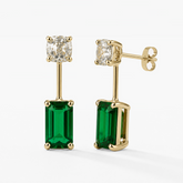Lab Grown Emerald Drop Barbell Earring
