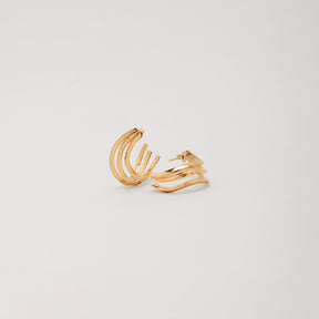 18K Gold Plated Sculpted Tri-Hoop Earrings