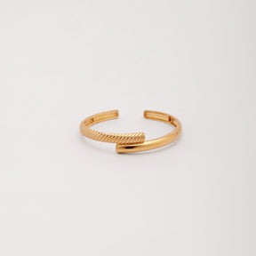 18K Gold Plated Ridged Double Layer Bracelet