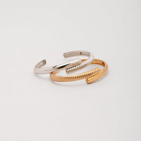 18K Gold Plated Ridged Double Layer Bracelet