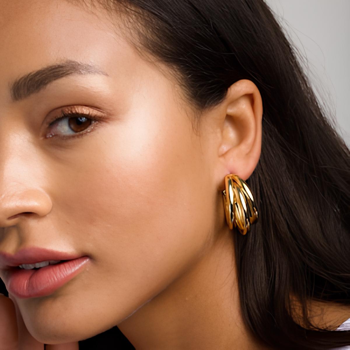 Gold Plated Tri-Hoop Earrings