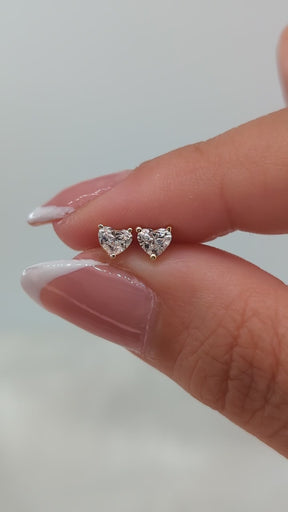 Lab-Grown Diamond Heart Stud Earrings