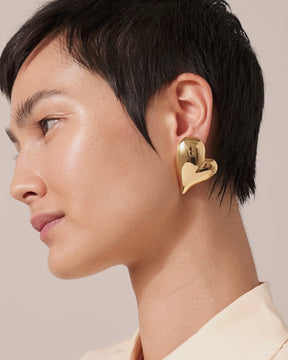14K Gold Plated Mega Art Heart Earrings